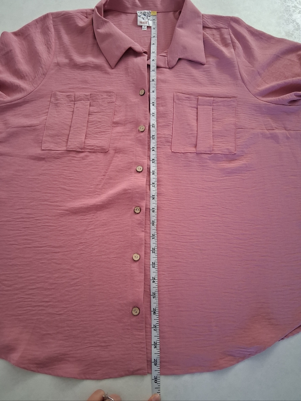 Naïf Montreal/ Mauve Pink Cork Button Up Blouse/ Crepe Material/ Size US 2X - Picture 11 of 13